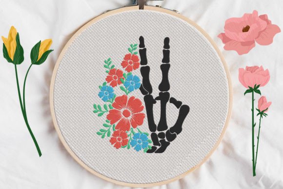 Bones and Flowers Embroidery