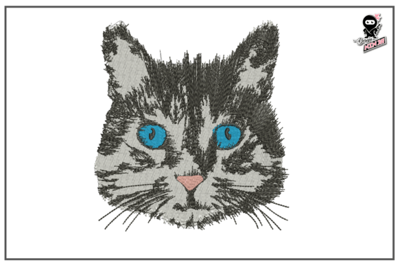 Cat Portrait Embroidery, Kitten Design