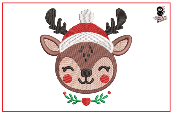 Cute Christmas Baby Deer Embroidery
