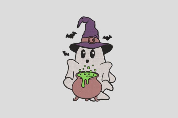 Cute Halloween Witch Embroidery