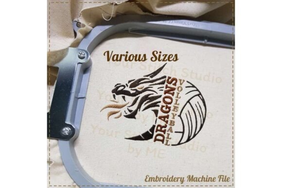 Dragon Volleyball Embroidery Design