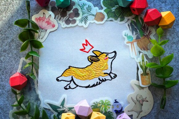 Funny Corgi Machine Embroidery Design