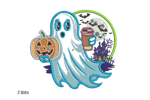Ghost Pumpkin Embroidery Design