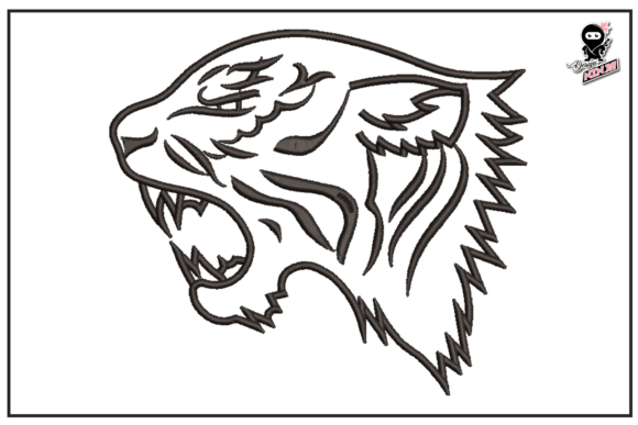 Roaring Tiger Outline Embroidery